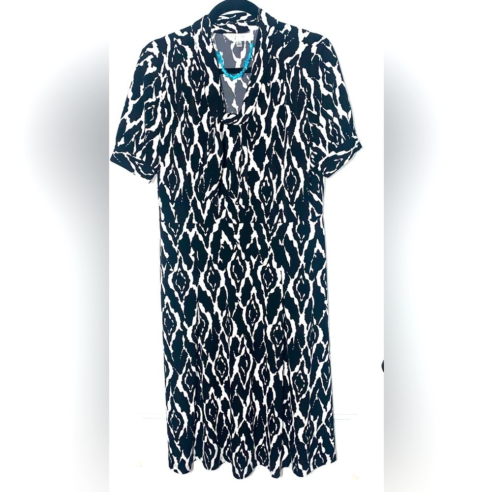 Kasper Women’s Black and White Midi Dress Large